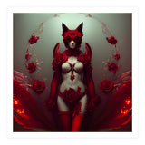 Red Floral Fox Vixen in Lingerie with Roses (Print Only) thumbnail