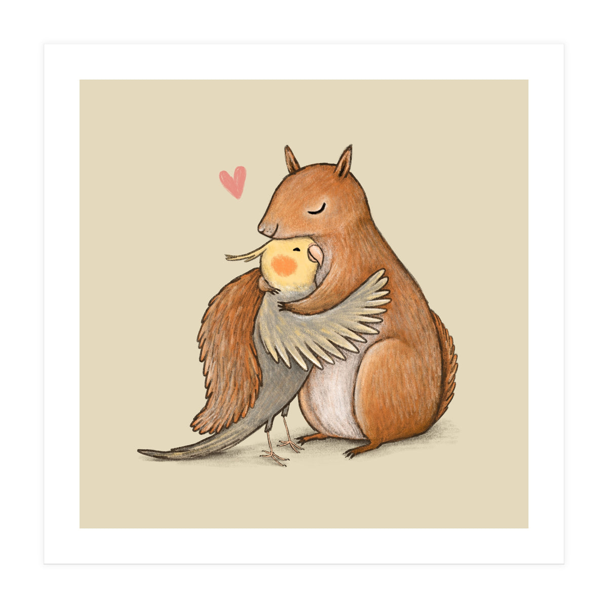 Cockatiel And Squirrel (Print Only)