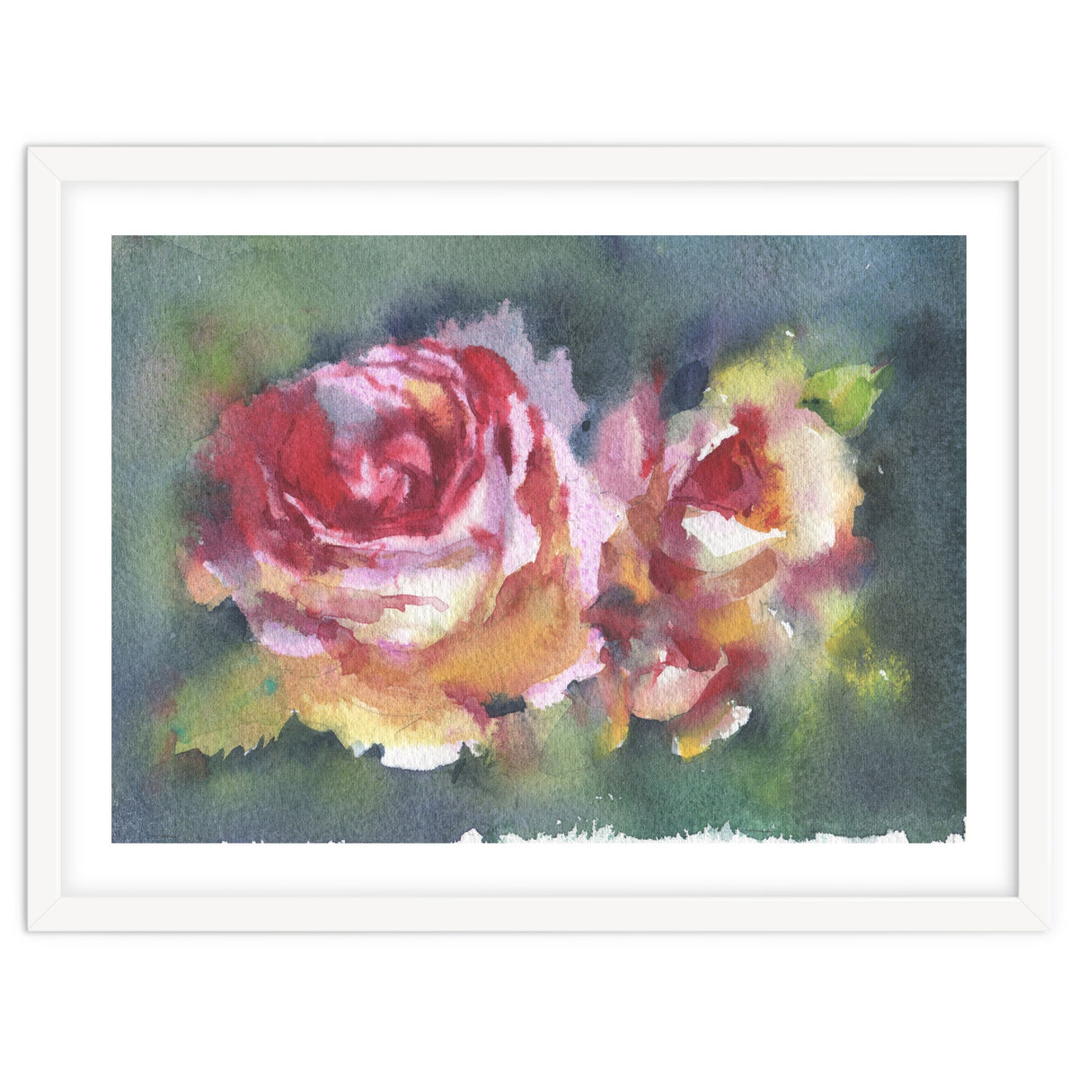 Wildflowers rose watercolor painting