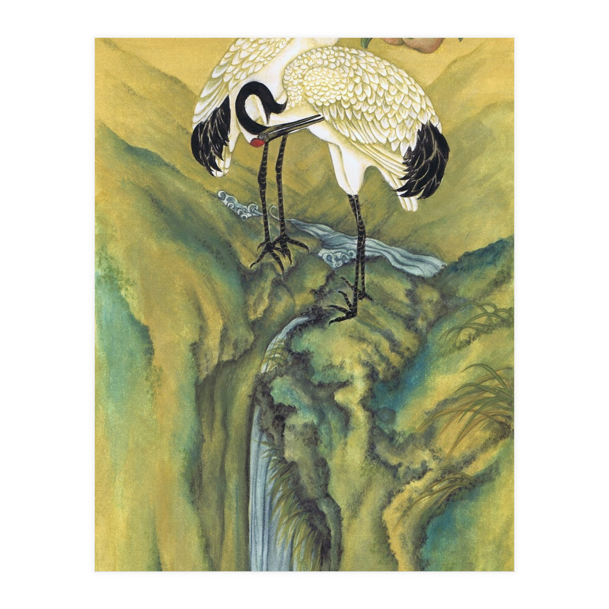 Cranes At The Top Of A Waterfall (Print Only)