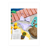 Summer on my mind, Tropical Travel Swimming Pool Fashion Illustration, Eclectic Beachy Summer Bikini (Print Only) thumbnail