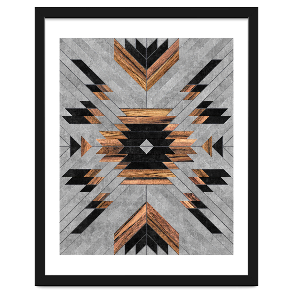 Urban Tribal Pattern No.6 - Aztec - Concrete and Wood