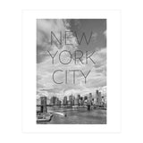NYC Brooklyn Bridge & Lower Manhattan | Text & Skyline (Print Only) thumbnail