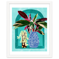 Moroccan Shelfie | Tropical Teal Plants Botanical | Exotic Modern Bohemian Eclectic Décor