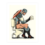 Captain America on the Toilet, funny bathroom humour (Print Only) thumbnail