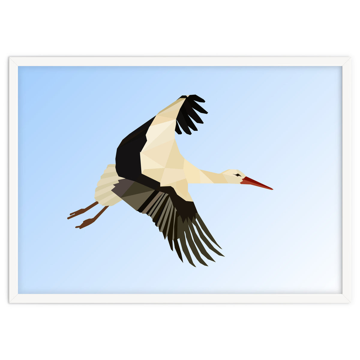 White Stork Bird Low Poly Art