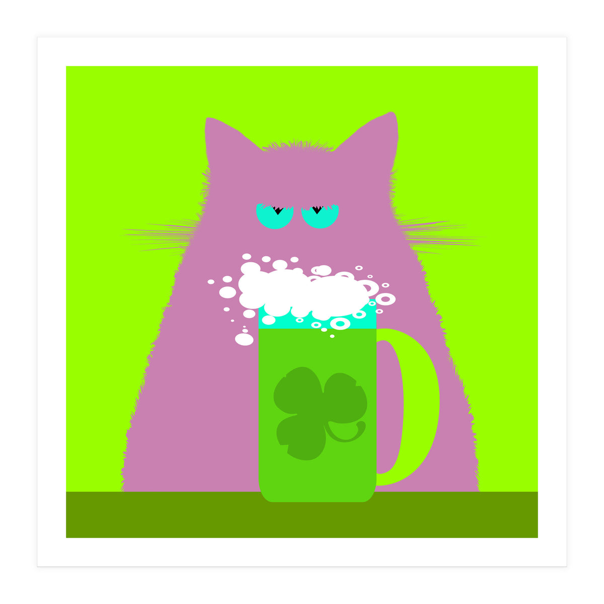 Saint Patrick's Day Lilac Cat  (Print Only)