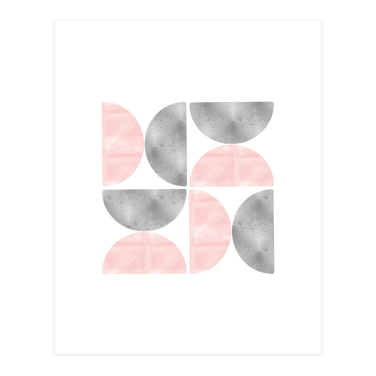 Half Moon Blush And Grey Abstract  (Print Only)