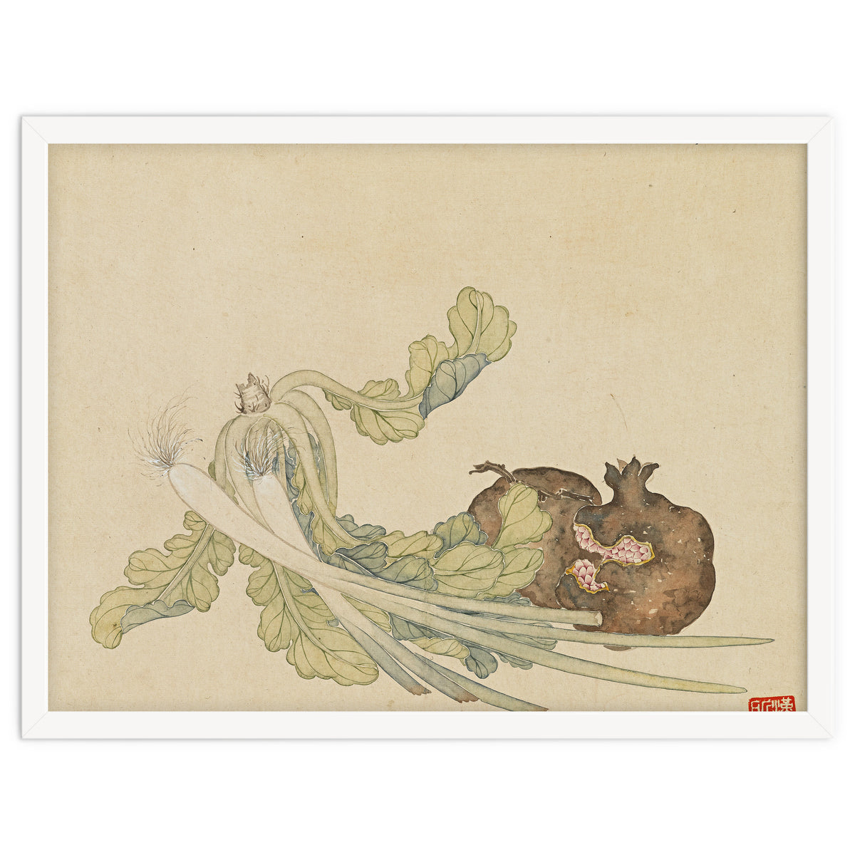 Wang Chengyu ~flowers, Vegetables, Pomegranates, Onions, Chinese Cabbage, Vegetables