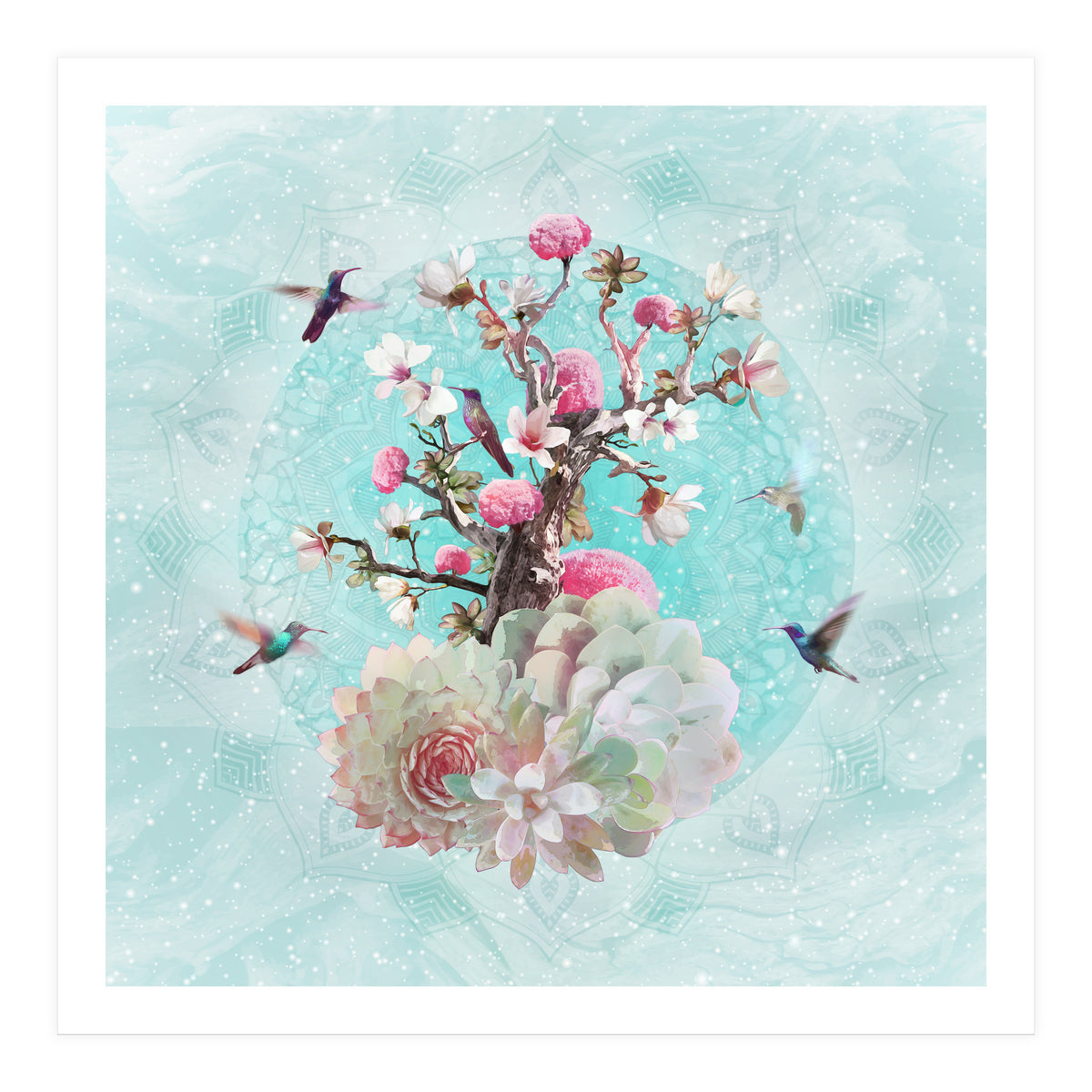 Floral Hummingbird  (Print Only)