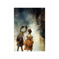 VINTAGE COUPLE IN AUTUMNAL ABSTRACT FOREST I (Print Only)