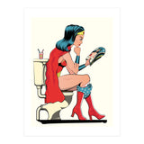 Wonder Woman on the Toilet, funny Bathroom Humour (Print Only) thumbnail