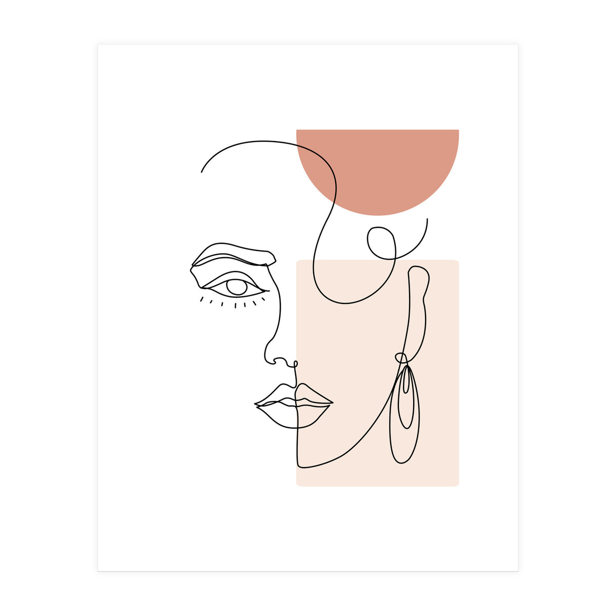 minimal woman face line art (Print Only)