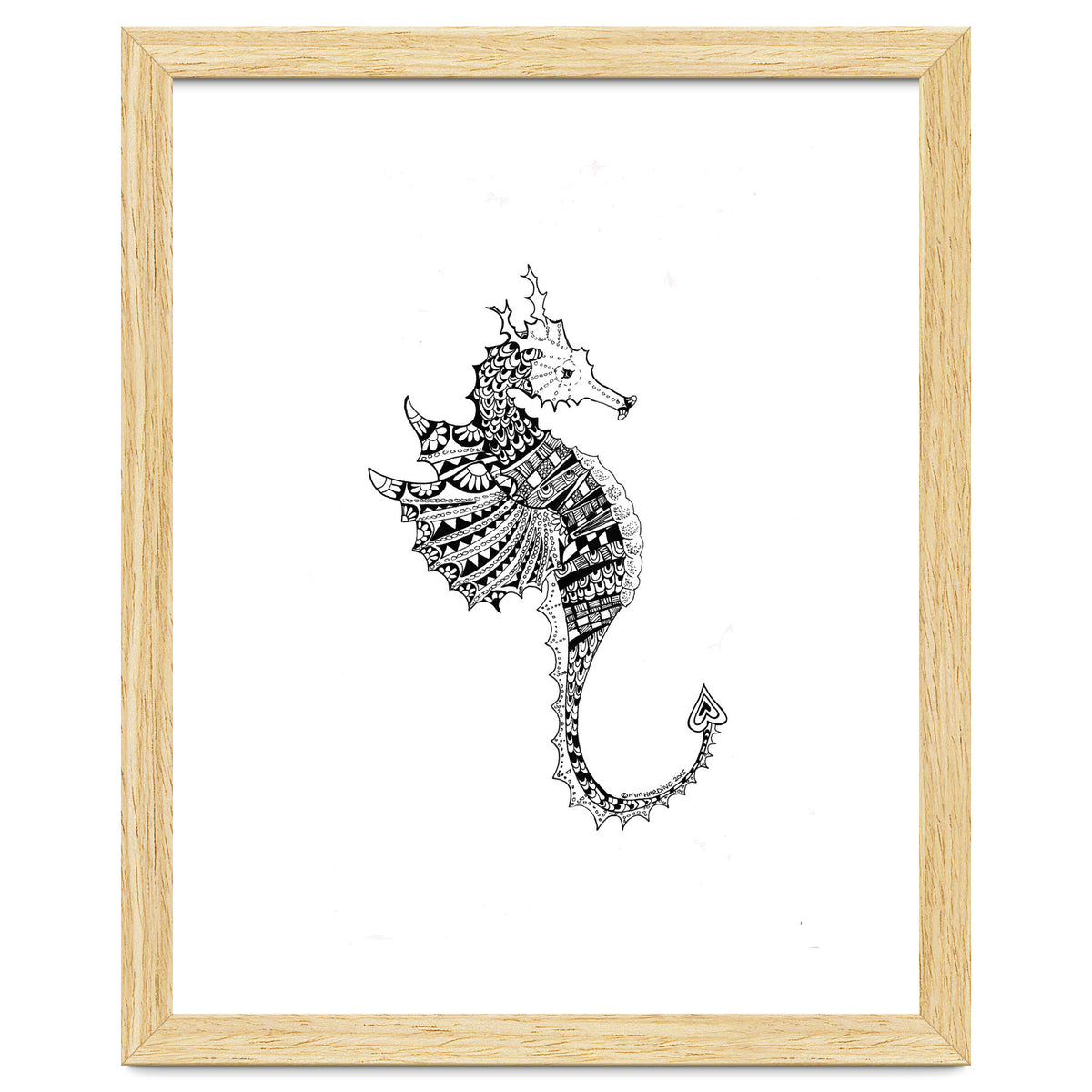 Seahorse Dragon Zen Doodle