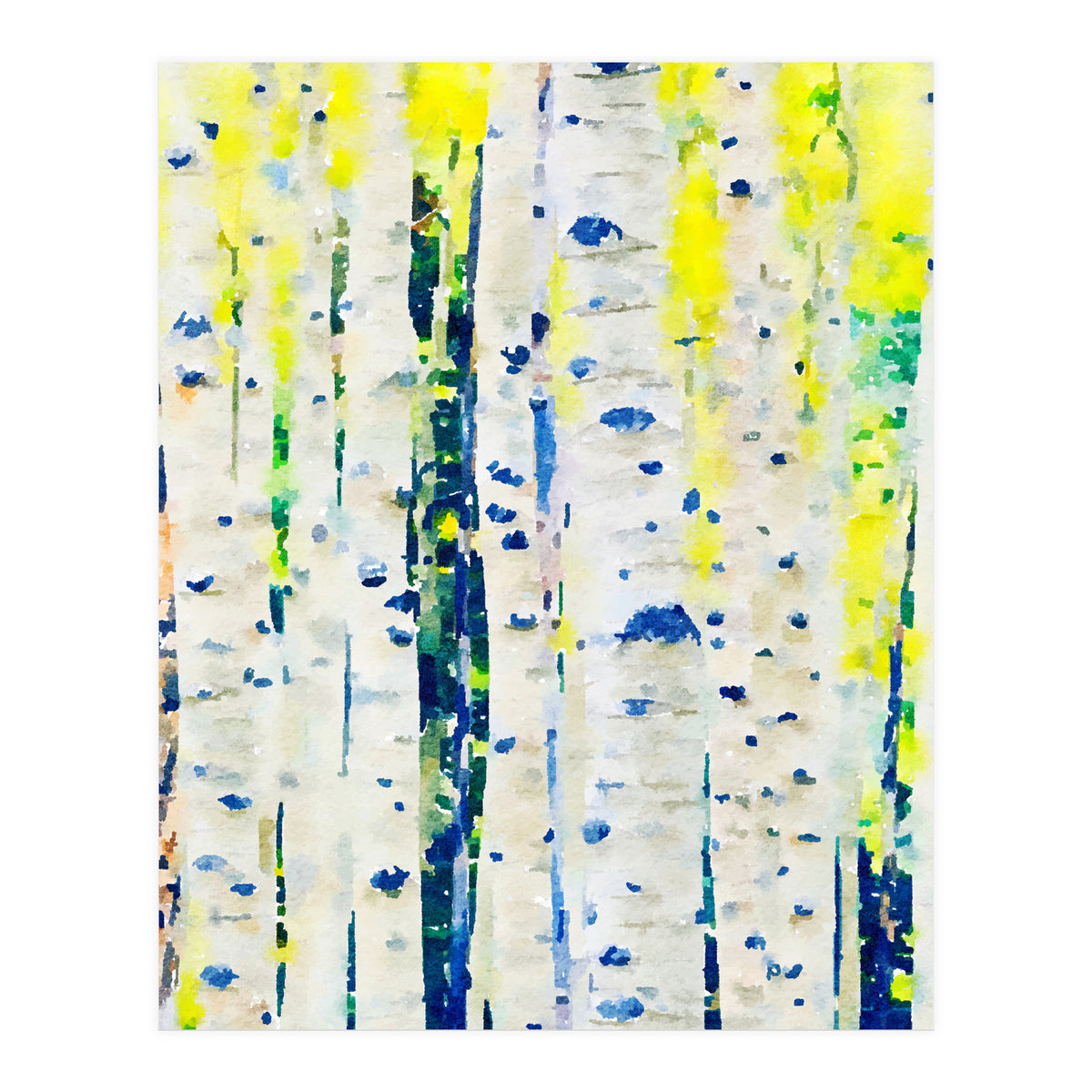 Aspen Tree Forest, Nature Watercolor Landscape Painting, Mystical Botanical Plants (Print Only)