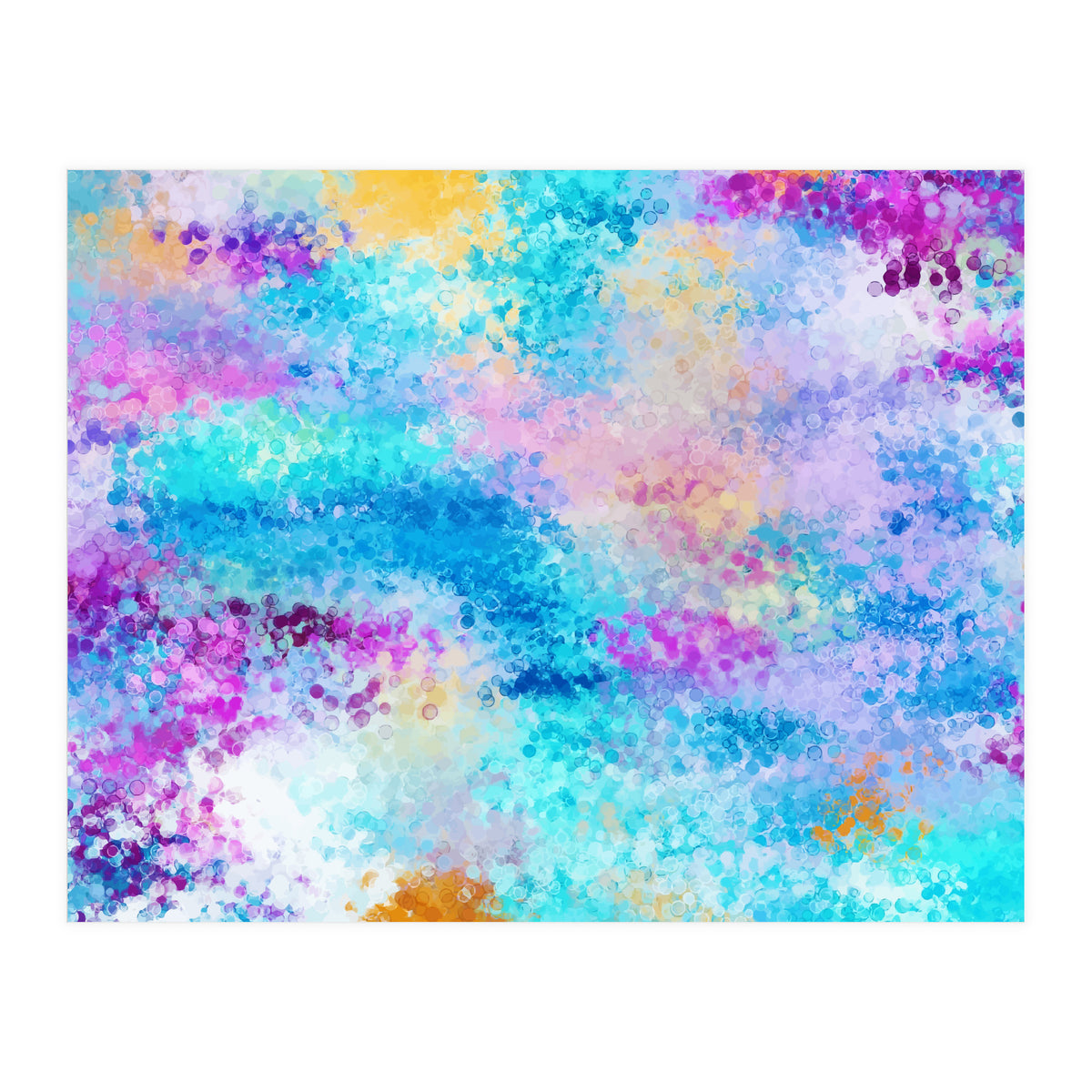 Mixed Emotions, Abstract Blue Colorful Painting, Eclectic Modern Bohemian Shapes Ocean (Print Only)