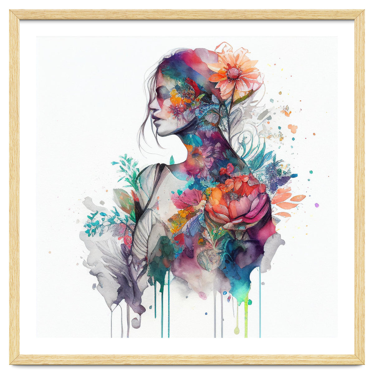 Watercolor Tropical Woman #9