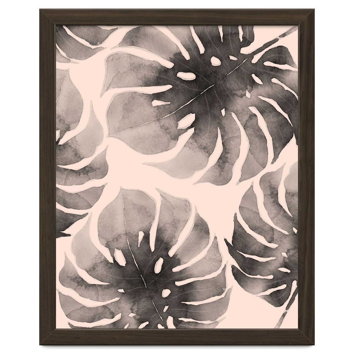 Monstera pink and gray watercolor