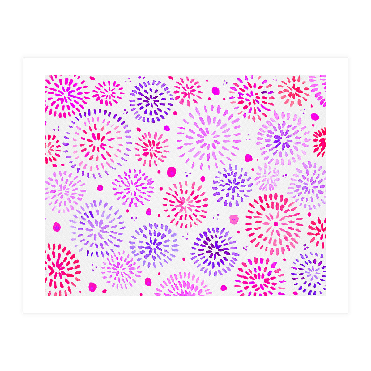 Abstract fireworks pattern in magenta and purple (Print Only)