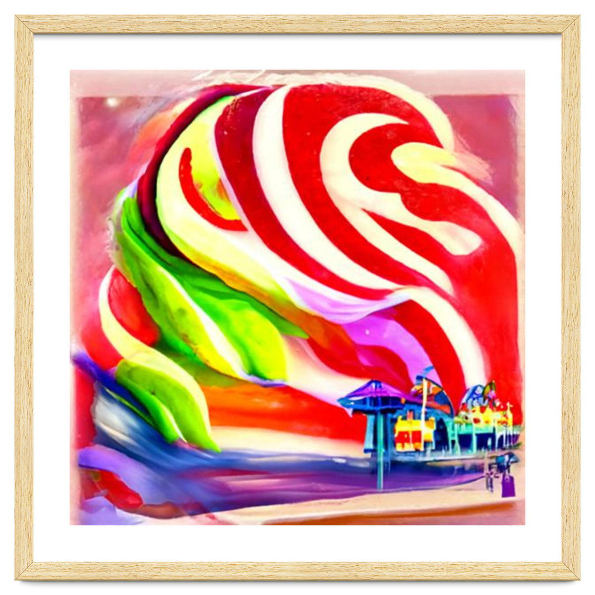 Santa Monica Pier swirly Candy AI Art