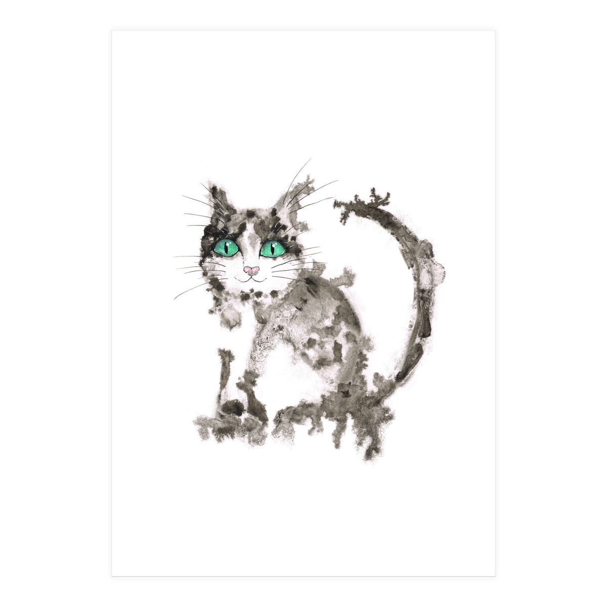 Black wet ink cat (Print Only)
