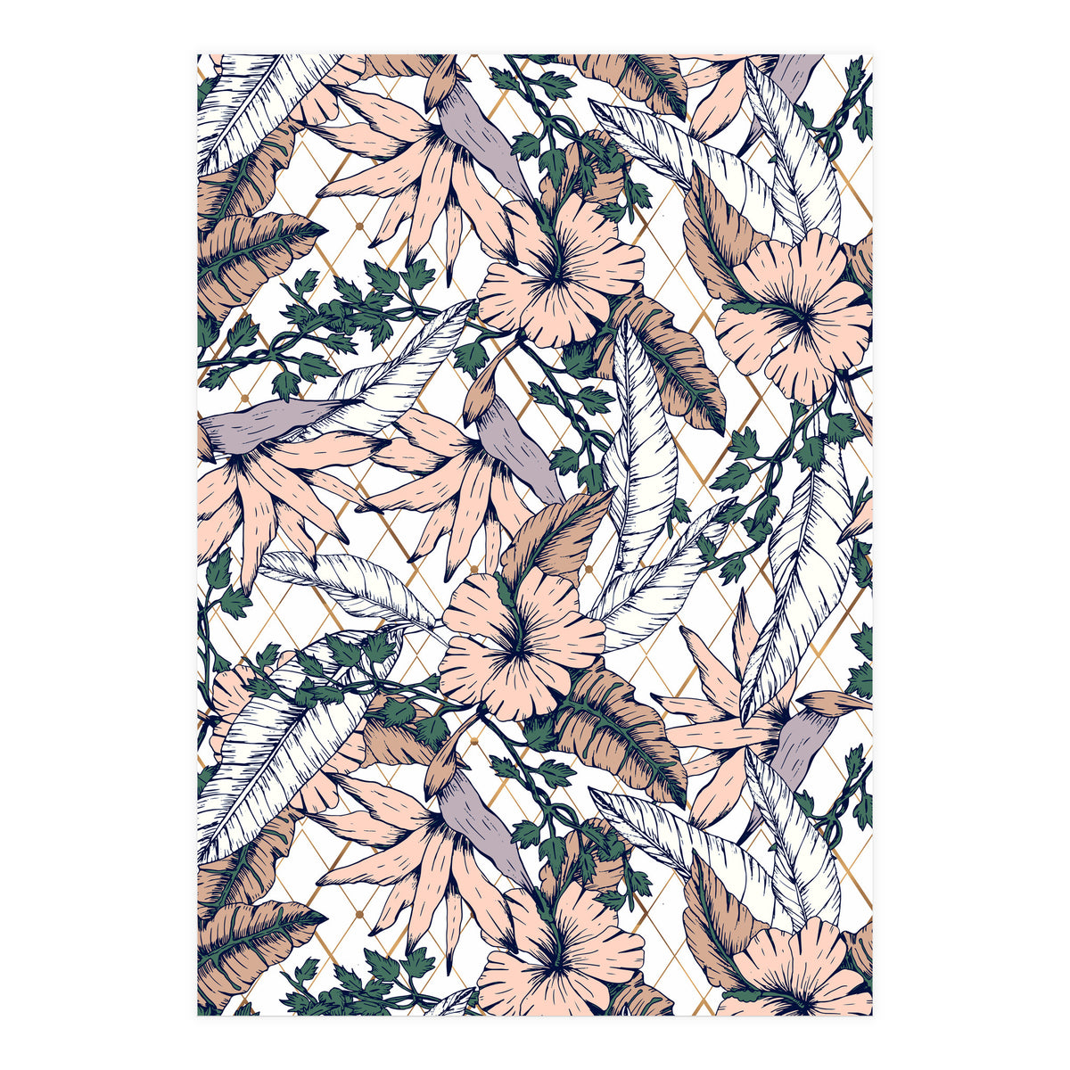 Exotic flowering and pattern geometric (Print Only)