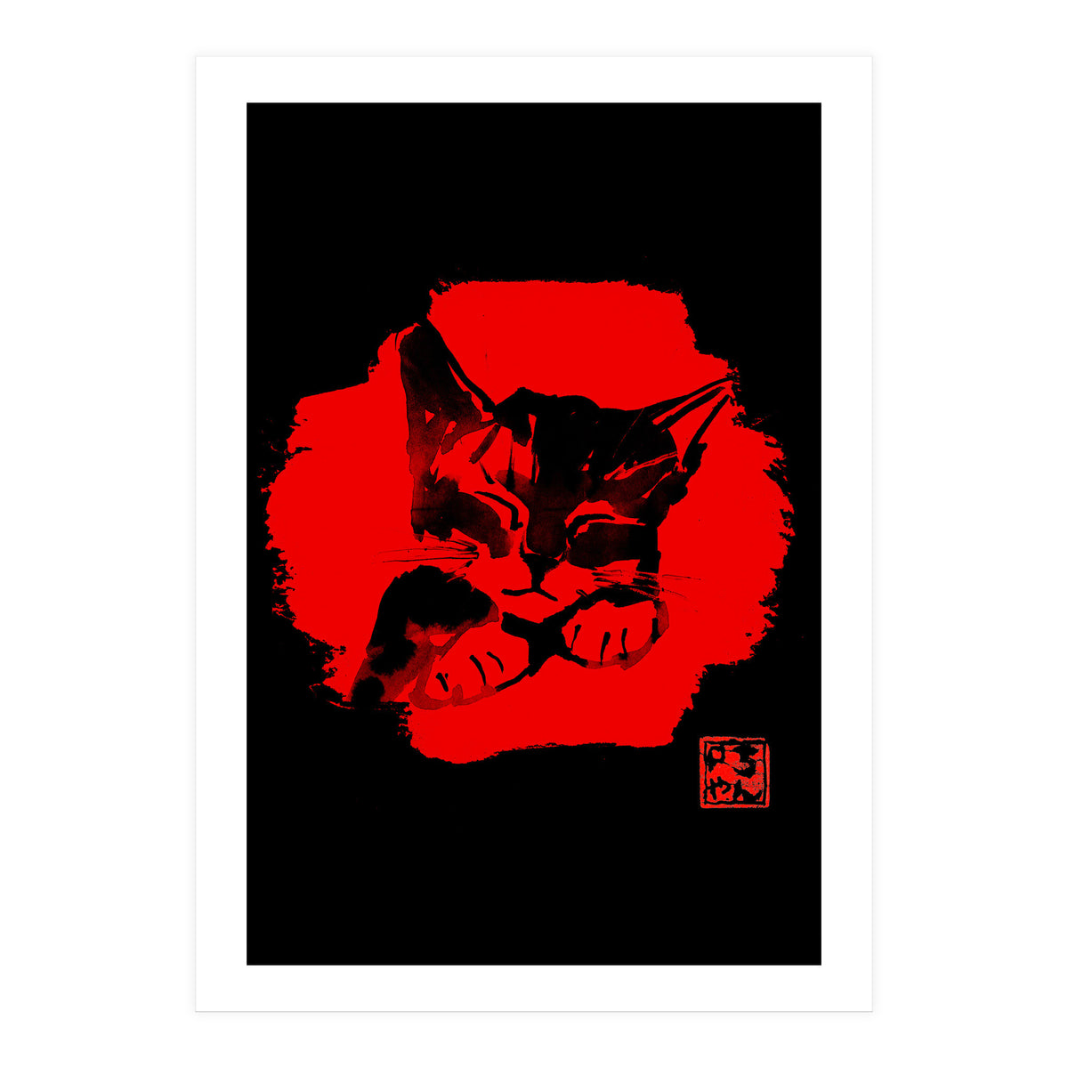 cute cat in red (Print Only)