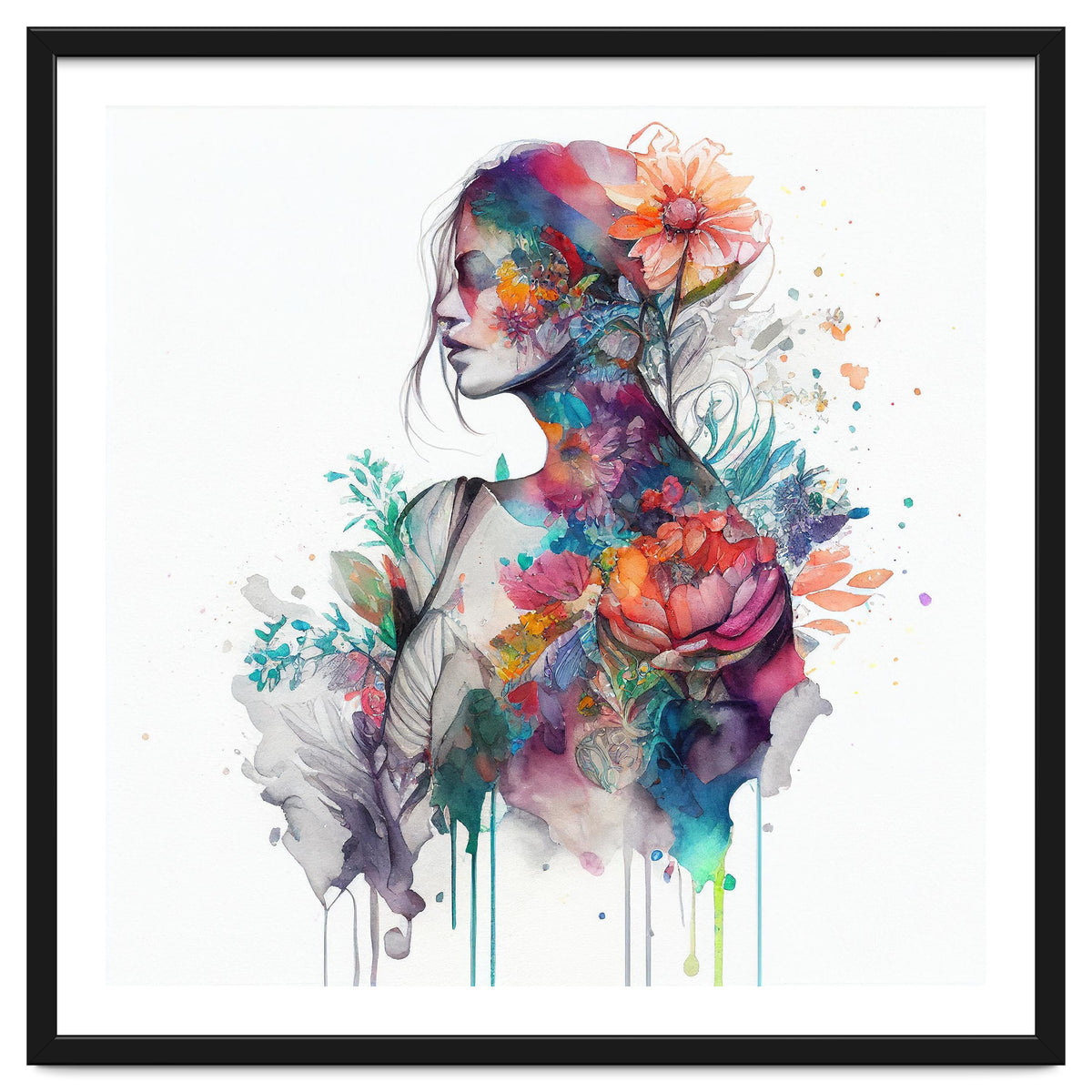 Watercolor Tropical Woman #9