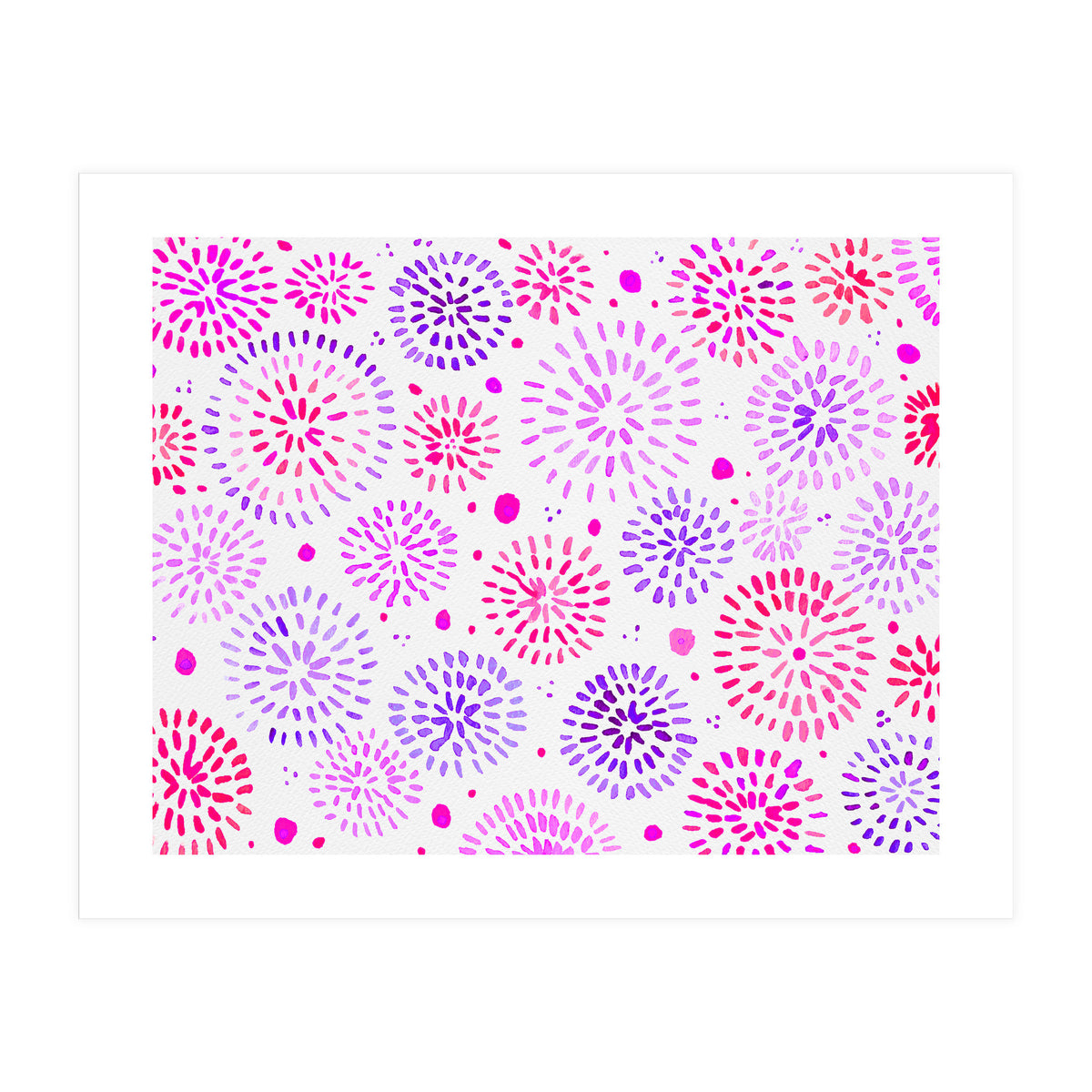 Abstract fireworks pattern in magenta and purple (Print Only)