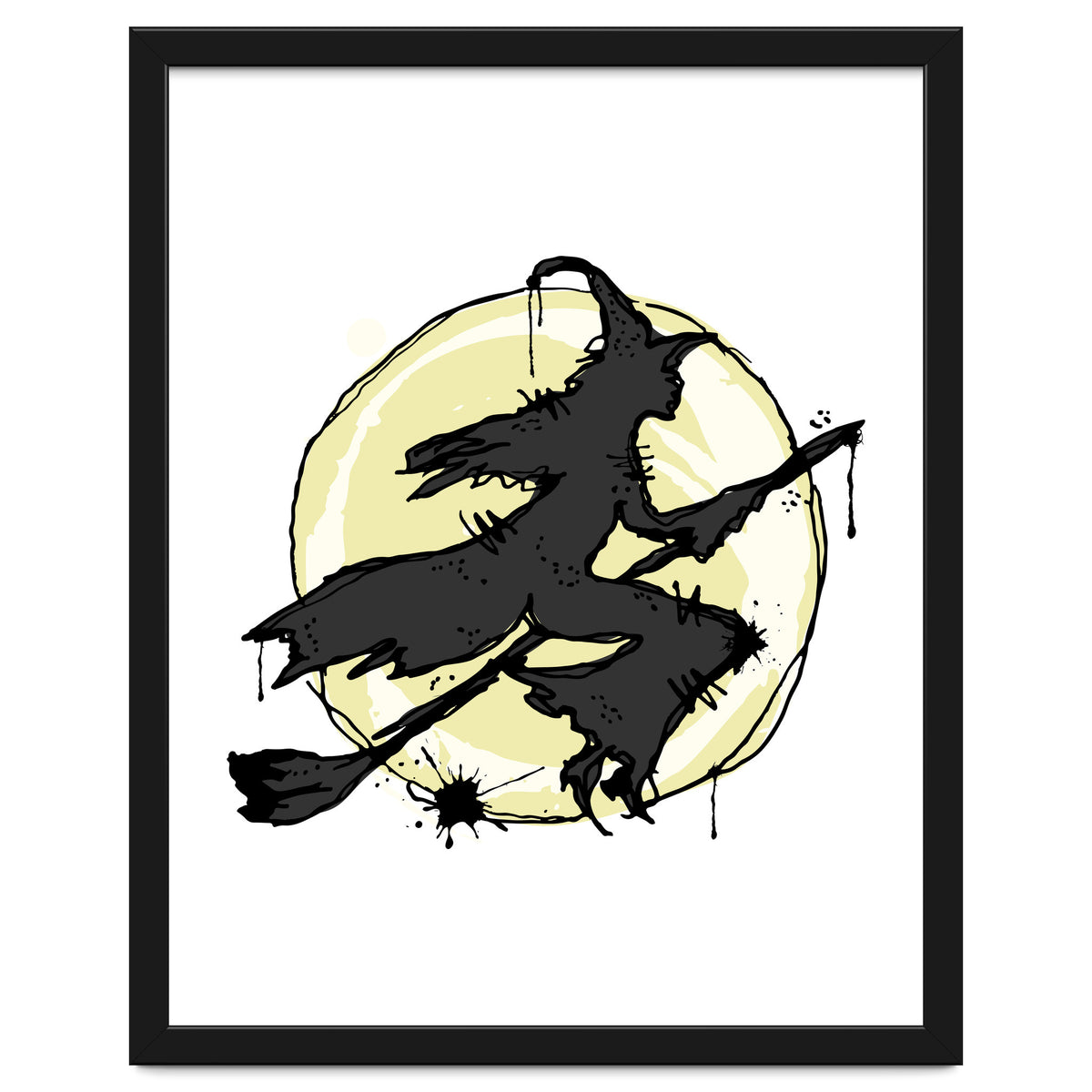 Witch on her broom sketch