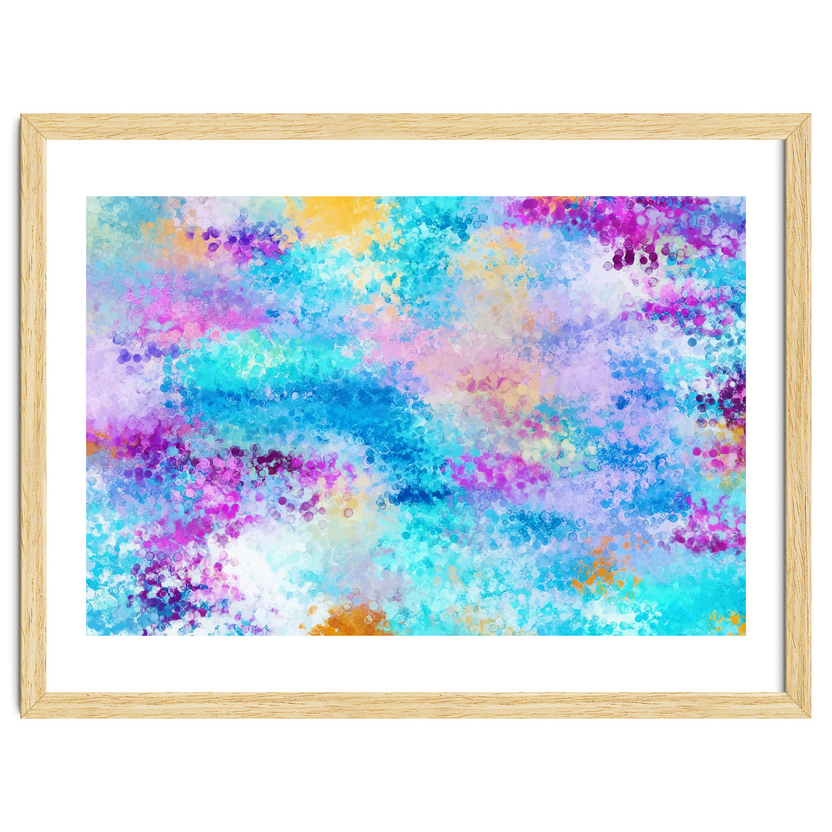 Mixed Emotions, Abstract Blue Colorful Painting, Eclectic Modern Bohemian Shapes Ocean