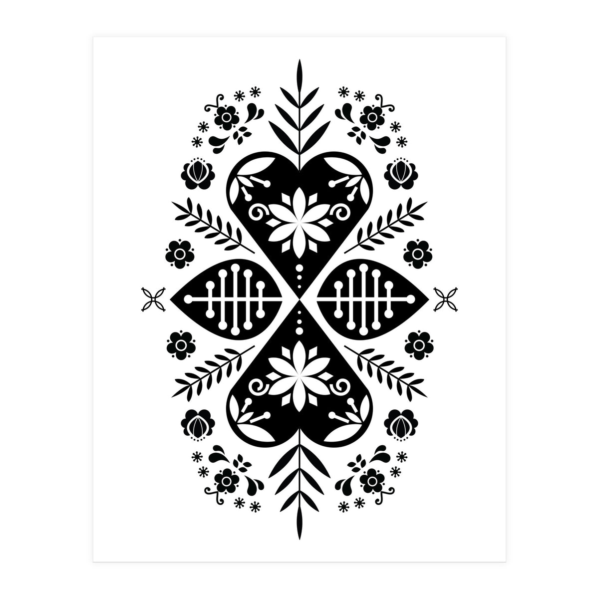 Scandinavian Folk Pattern Monochrome (Print Only)