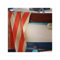 Fishing boat and striped sail (Print Only)