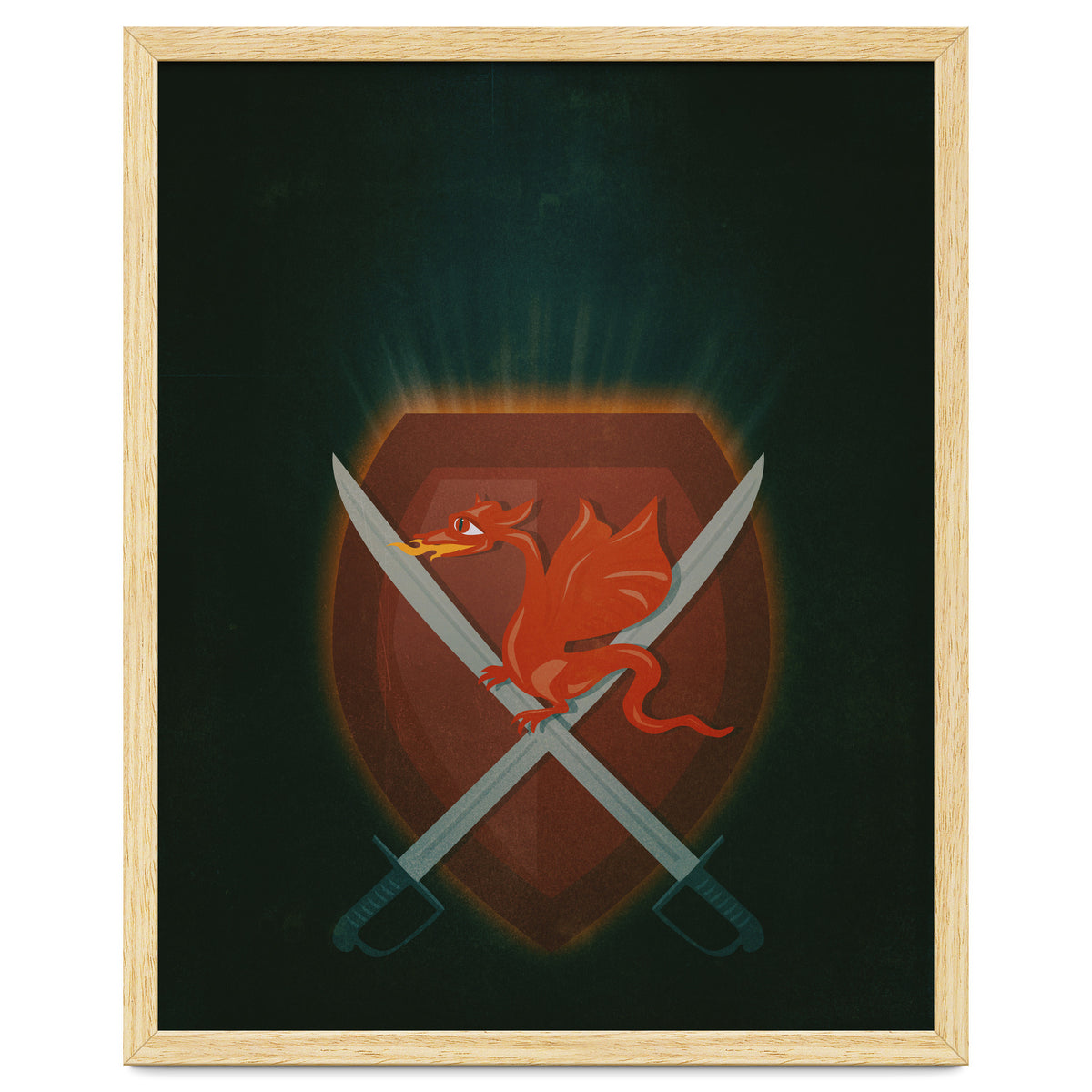 Heraldic dragon and cutlasses