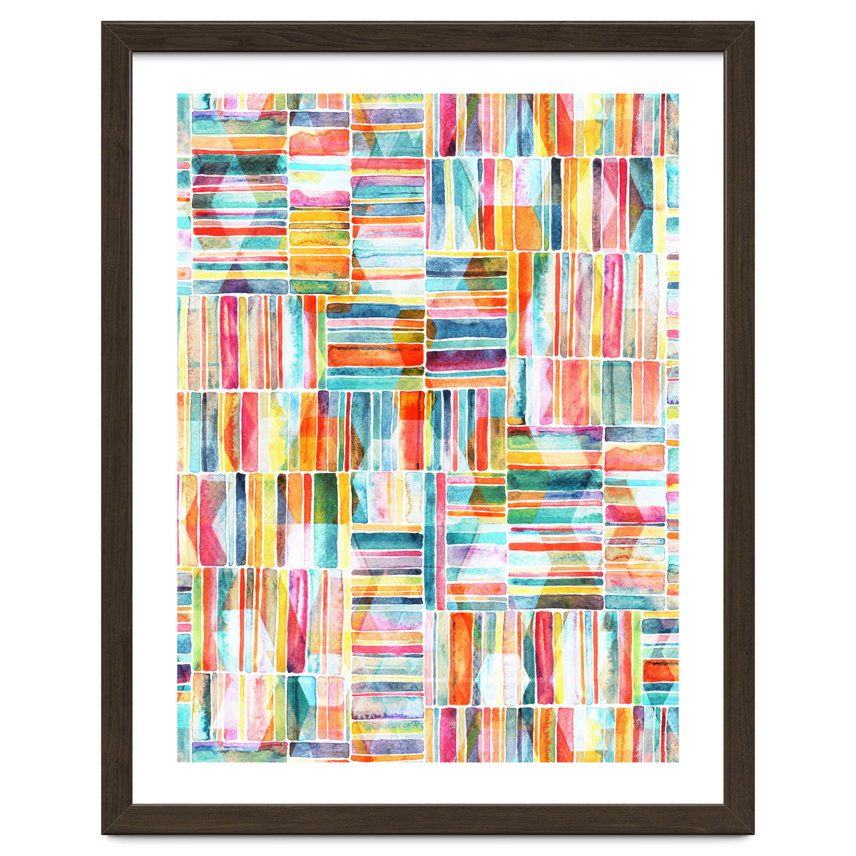 Summer Pastel Geometric and Striped Abstract on white