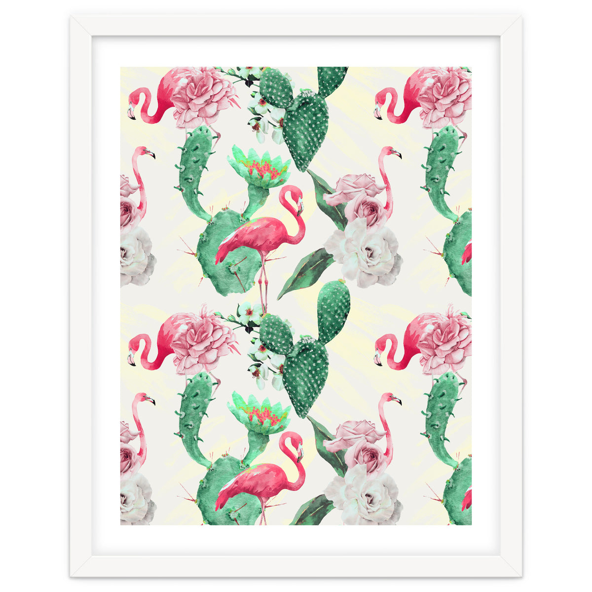 Flamingos, geometric and flowers
