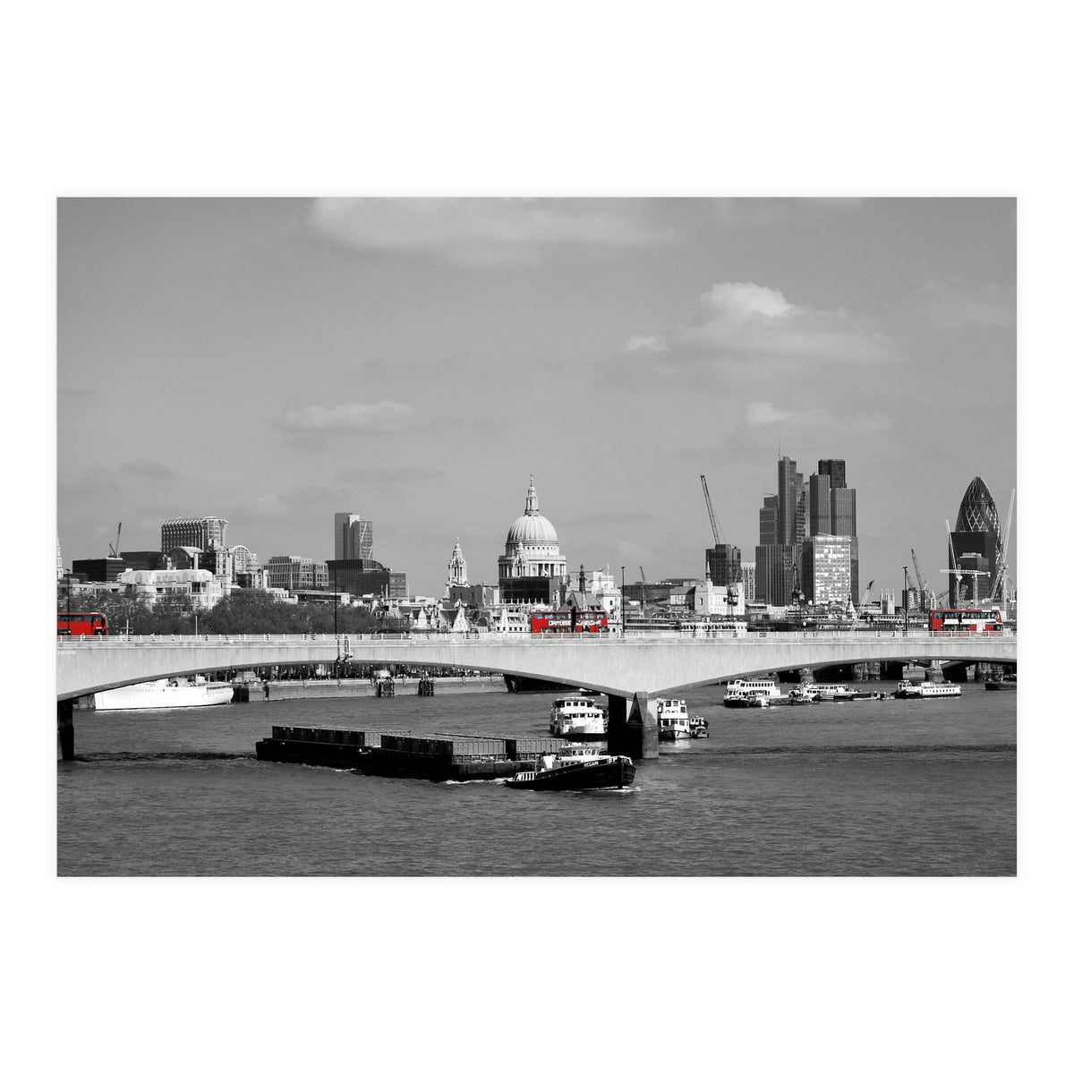 Red Buses London Thames (Print Only)