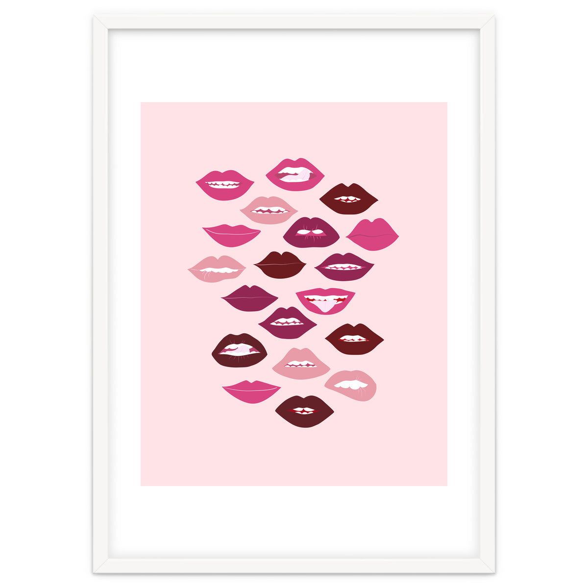 Lips Dark on Pink Background