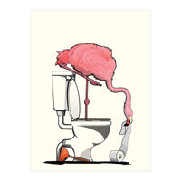 Flamingo on the Toilet, Funny Bathroom Humour (Print Only)