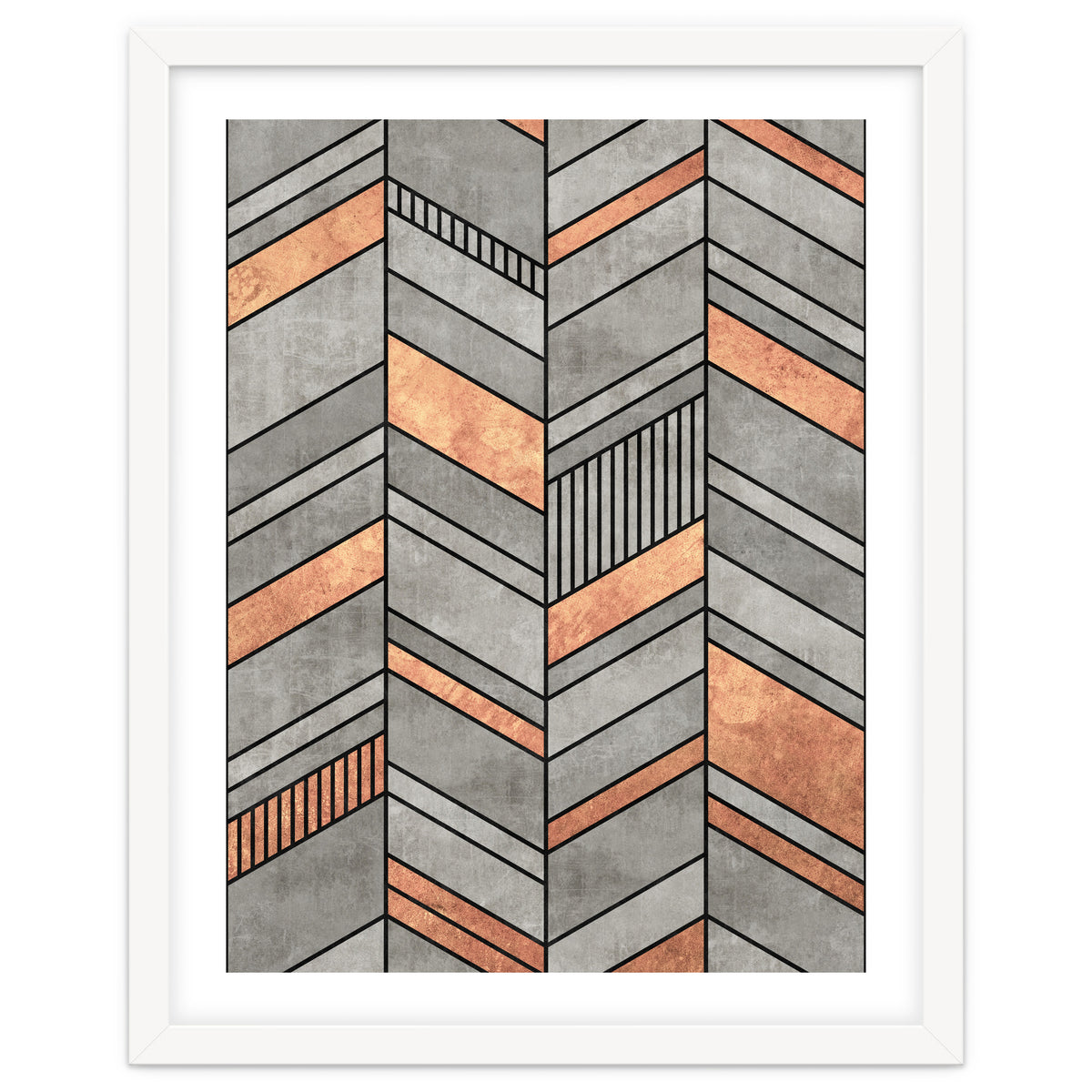 Abstract Chevron Pattern - Concrete and Copper