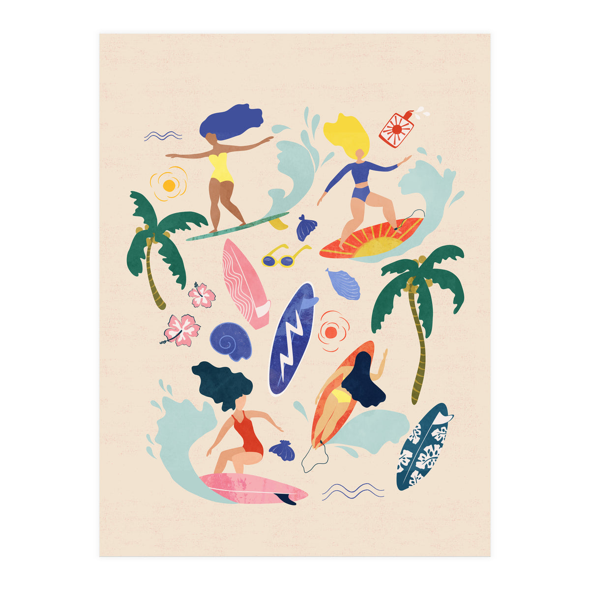 Surfing Girl Light (Print Only)