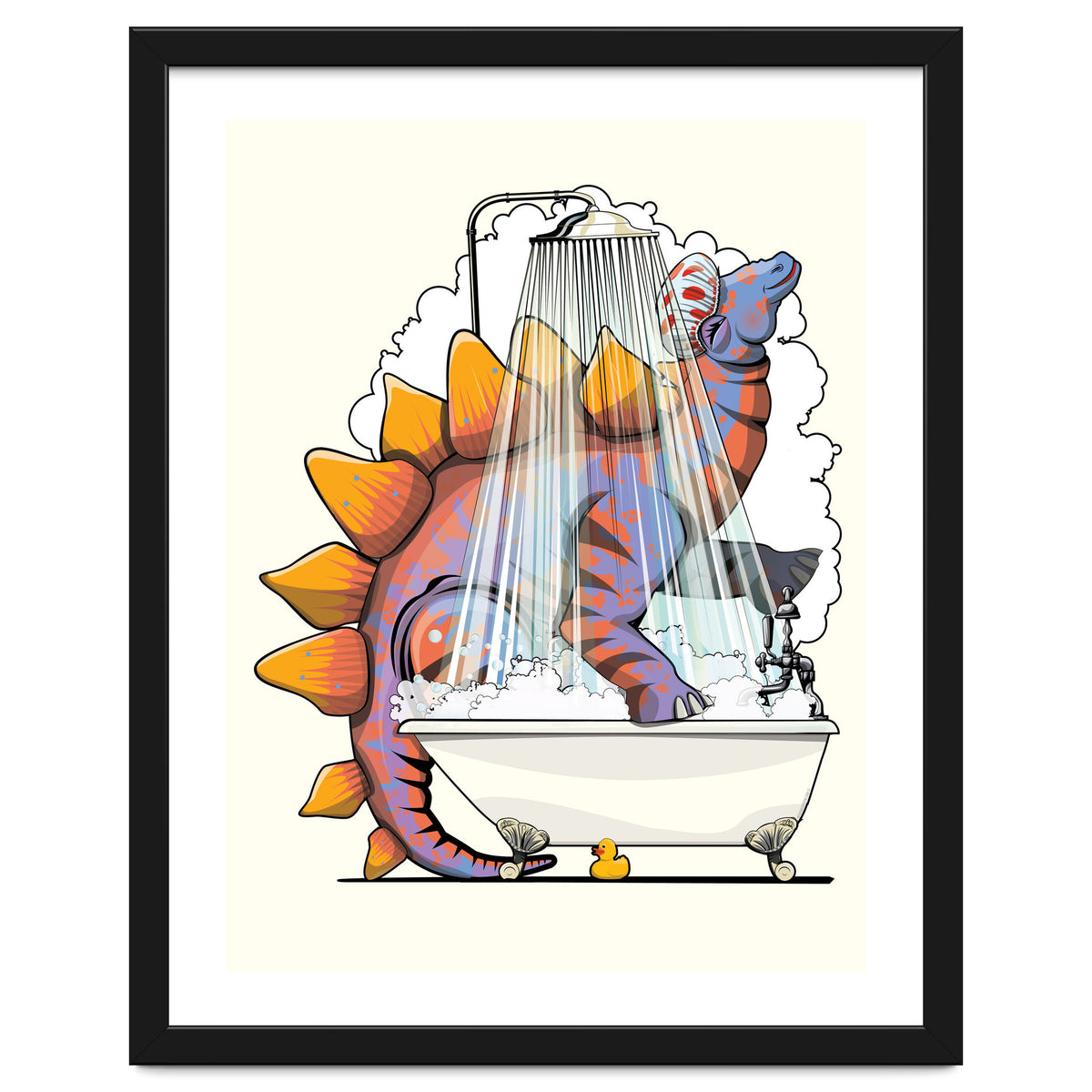 Dinosaur Stegosaurus in the Shower, funny bathroom humour