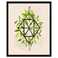 Geometric frame with leaves and flowers