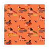 Tiny Witches Pattern (orange Backgrownd) (Print Only) thumbnail