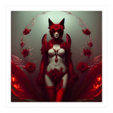 Red Floral Fox Vixen in Lingerie with Roses (Print Only) thumbnail