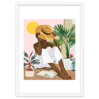 Summer Reading | Modern Bohemian Black Woman Travel | Beachy Vacation Book Reader