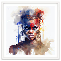 Watercolor African Warrior Woman #1