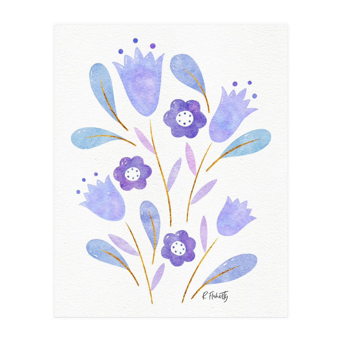 Watercolour Tulips | Purple (Print Only)