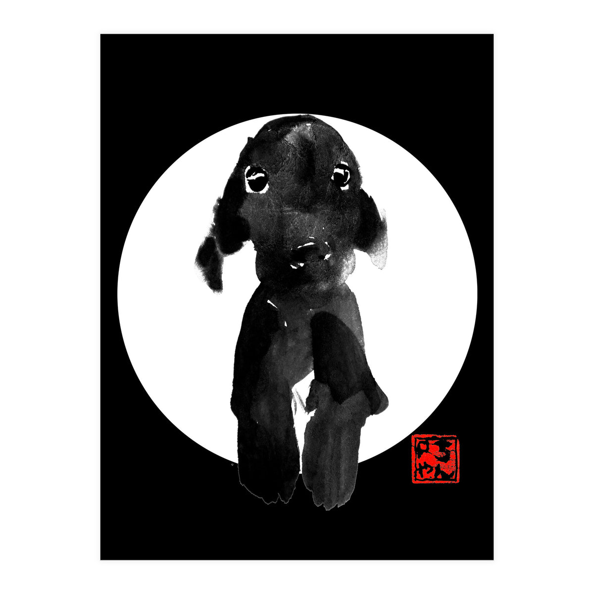 cute dog in white (Print Only)