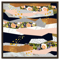 Collage of textured shapes and flowers